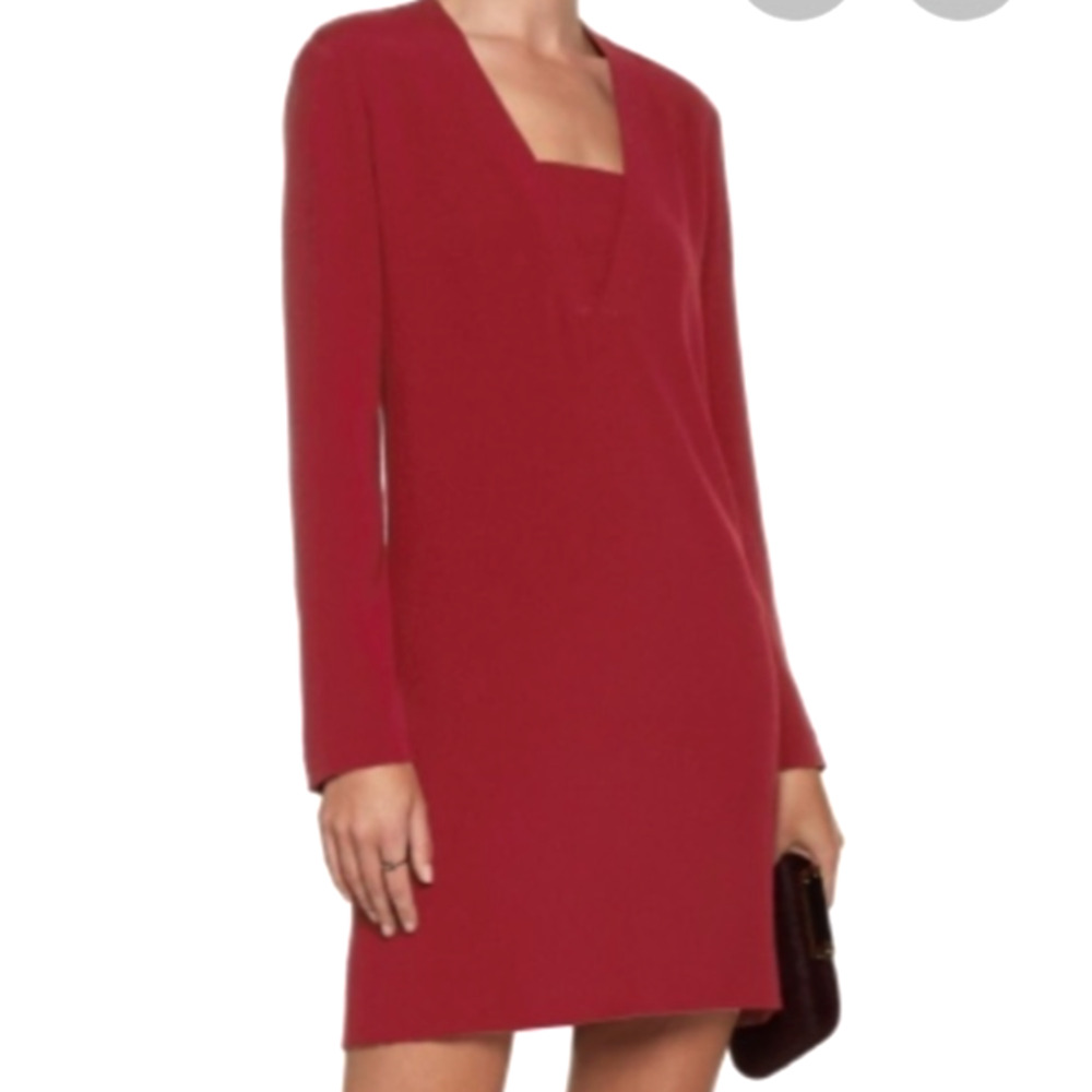 Sandro Paris Leila Bordeaux Mini Dress NWT $325 Size 1 Small Long Sleeve Sheath